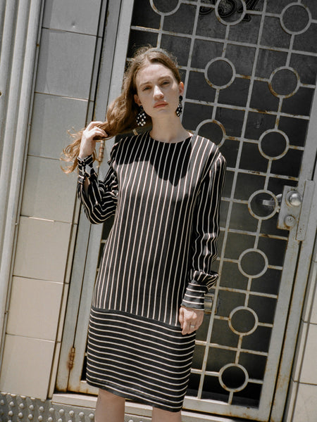 Bill Blass Vertical Stripe Dress Mirth Vintage Bill Blass Vertical Stripe Dress Mirth Vintage