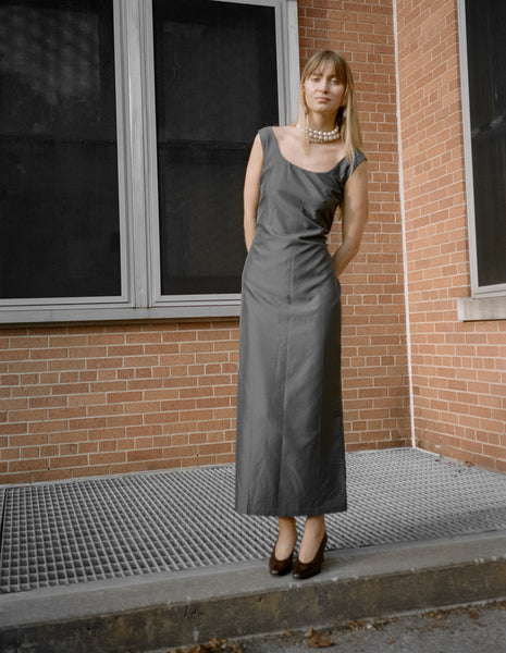Prada Pewter Silk Dress Mirth Vintage Prada Pewter Silk Dress Mirth Vintage