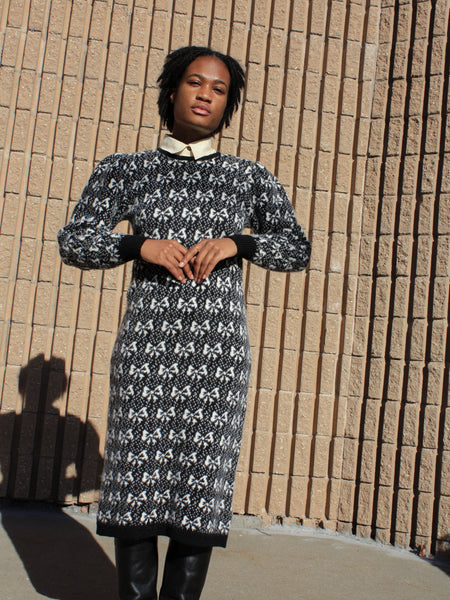 Angora Knit Bow Dress Mirth Vintage Angora Knit Bow Dress Mirth Vintage