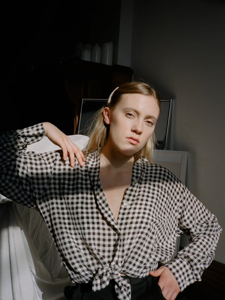 Jaeger Gingham Silk Shirt