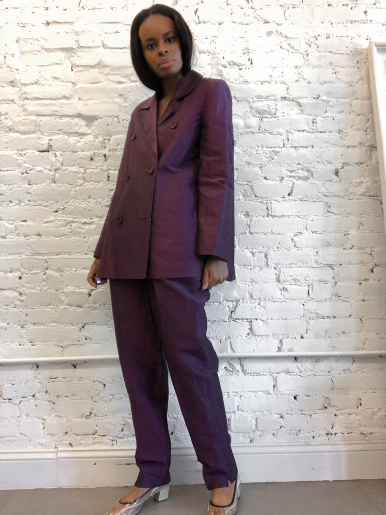 Max Mara Raspberry Linen-Silk Suit