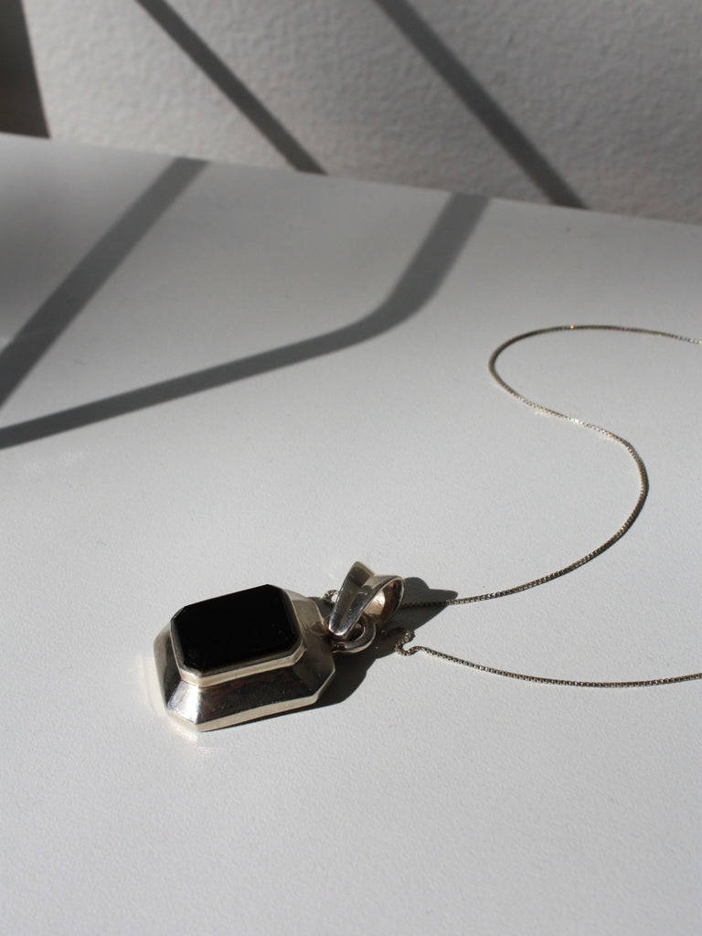 Sterling & Onyx Pendant Necklace