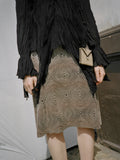 Optical Print Leather Skirt