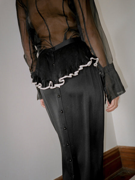 Ruffle Trim Silk Skirt