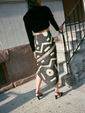 Donna Karan Block Print Wrap Skirt