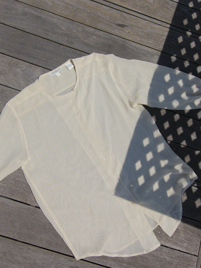 Sheer Striped Silk Blouse