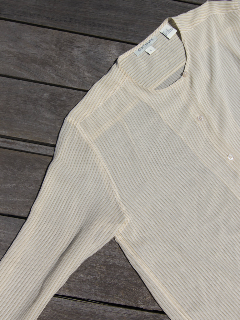 Sheer Striped Silk Blouse