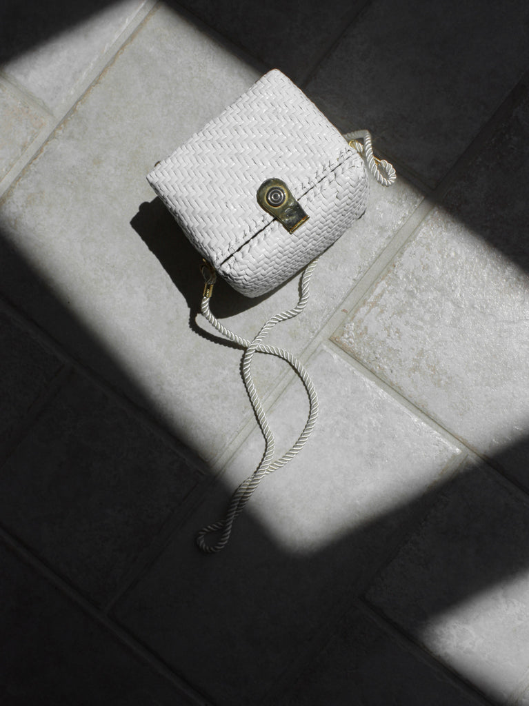Lacquered Straw Box Bag