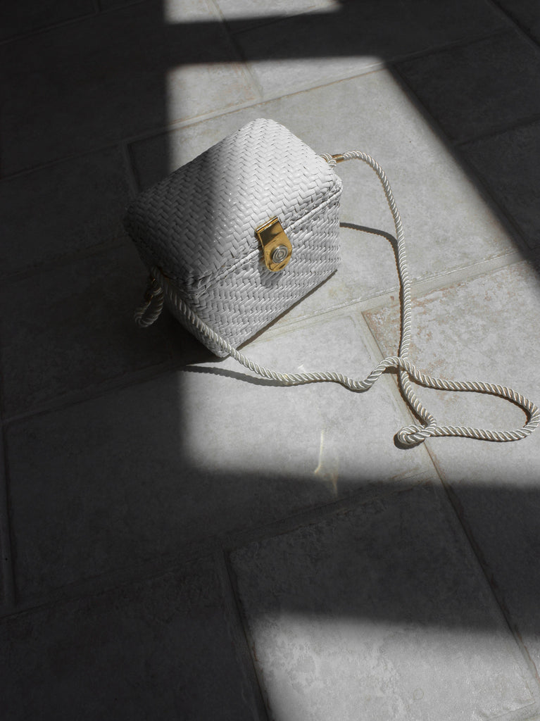 Lacquered Straw Box Bag