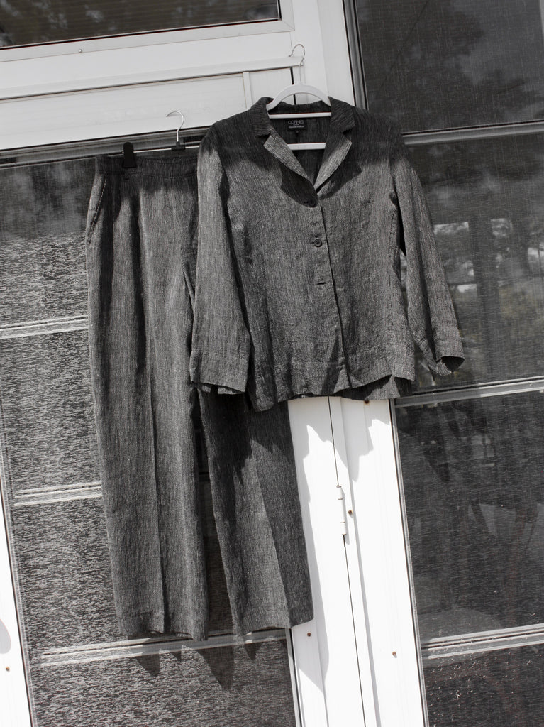 Pinstriped Linen Suit