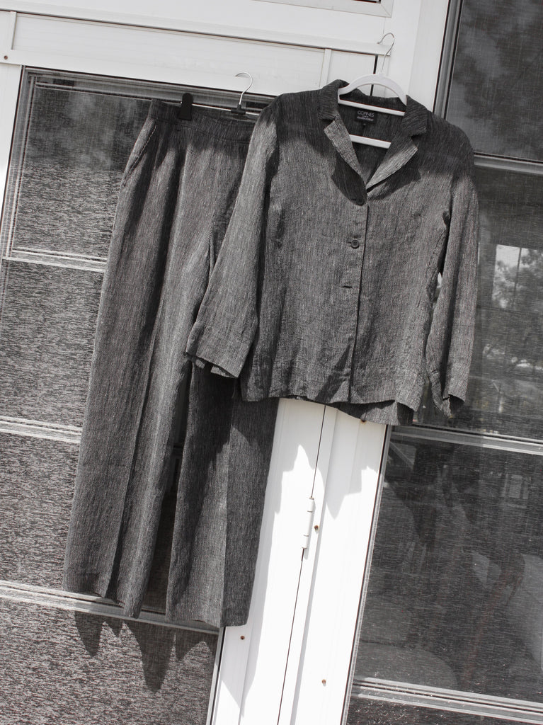 Pinstriped Linen Suit