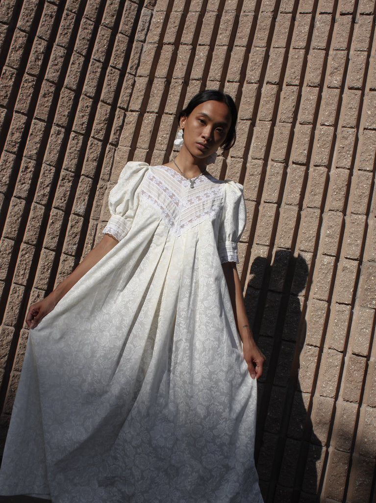 Puff Sleeve Off-White Dress