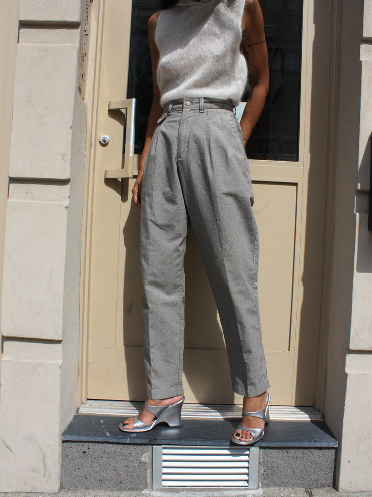 Pleated Check Pants