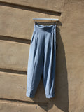 Tapered Blue Silk Pants