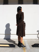 Contrast Stitch Suede Trench