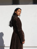 Contrast Stitch Suede Trench
