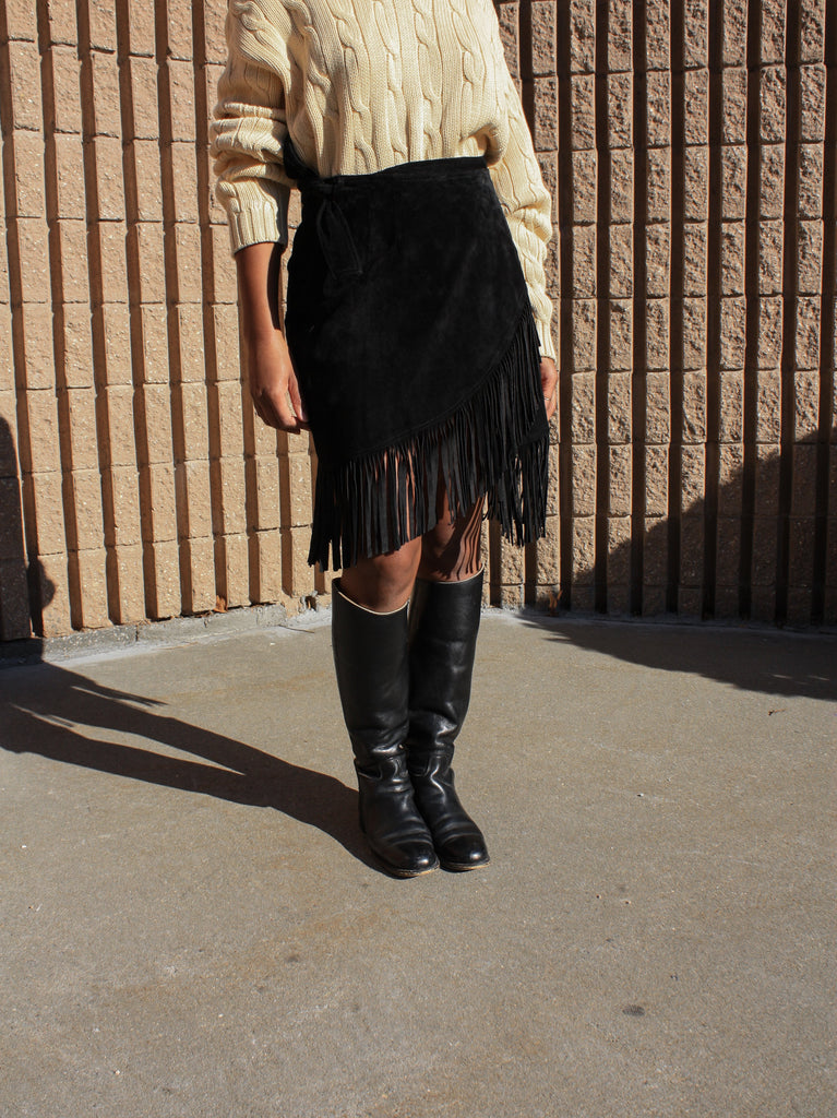 Fringed Suede Miniskirt