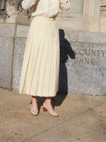 Cream Pleated Midi Skirt