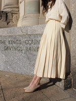 Cream Pleated Midi Skirt