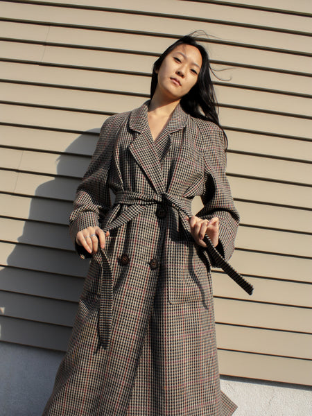 Check Wool Trench