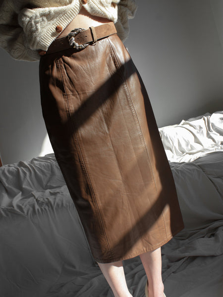 Caramel Leather Skirt