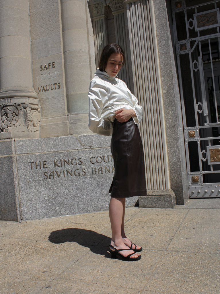 Chocolate Leather Pencil Skirt