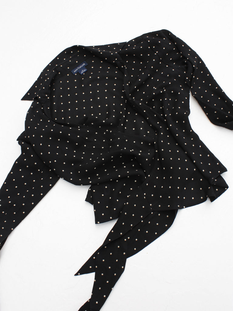 Printed Silk Wrap Blouse